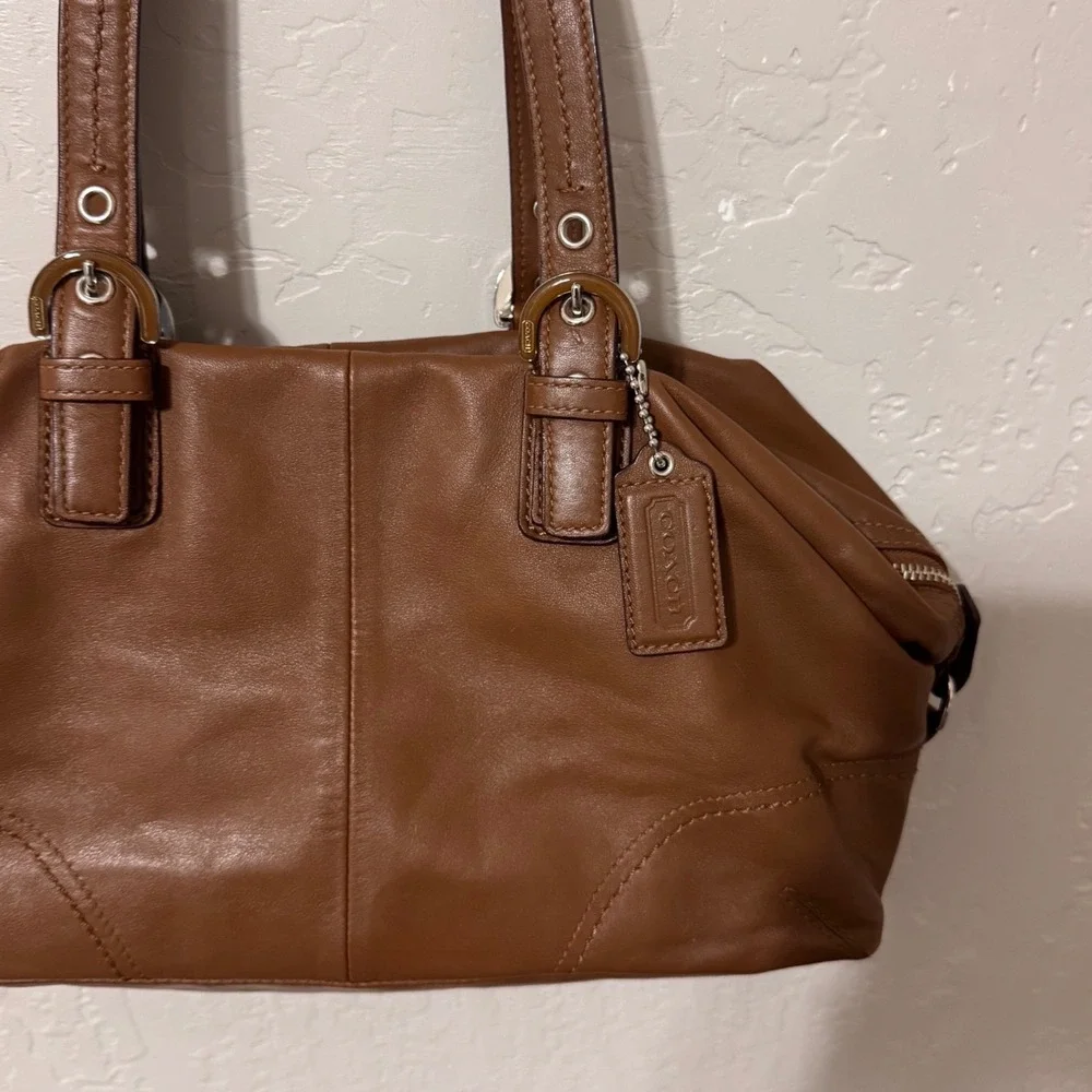 Coach Ergo Pleated Brown Leather Satchel Shoulder Bag F12248 Mahogany